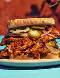 Salsa Daddy by Rick Martínez hardback cookbook — interior page of La Morita salsa on a loaded sandwich