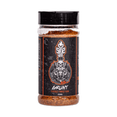 SINS QUE Grunt Cherry Pork Rub 250g pork rub — front of shaker on transparent background