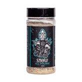 SINS QUE Snow All Purpose Rub 250g BBQ rub — front of shaker on transparent background