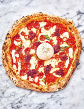 SLICE by Thom & James Elliot paperback cookbook — Burrata Diavola pizza recipe