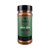 Smokes Asian Spice BBQ rub 230g, front of shaker — part of the Smokes Full Range Bundle