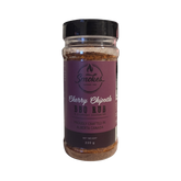 Smokes Cherry Chipotle BBQ rub 230g, front of shaker — part of the Smokes Full Range Bundle