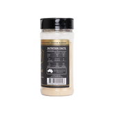 Smoky Pastures Top Shelf all purpose rub, ingredients and nutrition panel, transparent background