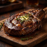 Smoky Pastures Top Shelf rub — seared ribeye steak with a savoury umami crust