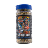 Stef the Maori Aquadesiac 220g surf turf and veggies seasoning, front of shaker on transparent background