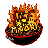 Stef the Maori barbecue brand logo, New Zealand BBQ rubs, on transparent background