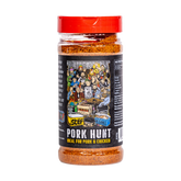 Stef the Maori Pork Hunt 240g pork and chicken seasoning, front of shaker on transparent background