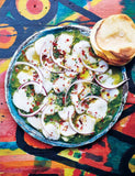 Tacos by Nud Dudhia & Chris Whitney paperback cookbook — scallop aguachile recipe page