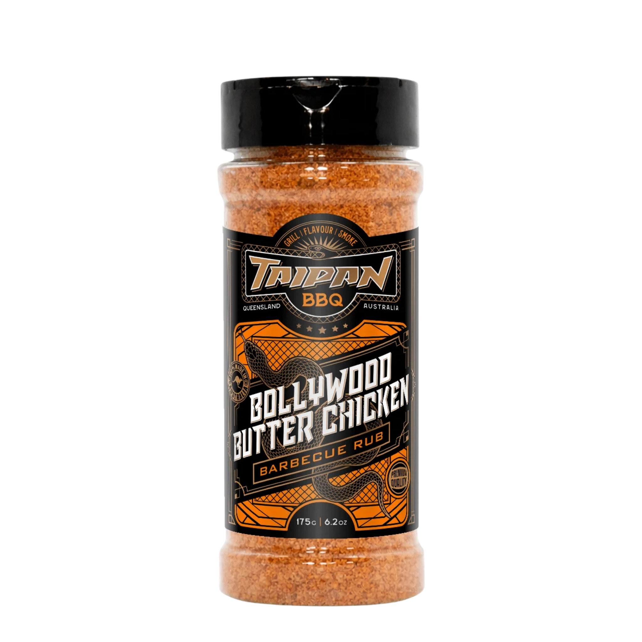 TAIPAN BBQ Bollywood Butter Chicken spiced chicken BBQ rub 175g — front on transparent background
