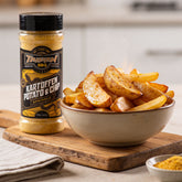 TAIPAN BBQ Kartoffen potato & chip sprinkle 175g — beauty shot, golden crispy potato wedges and chips dusted with seasoning