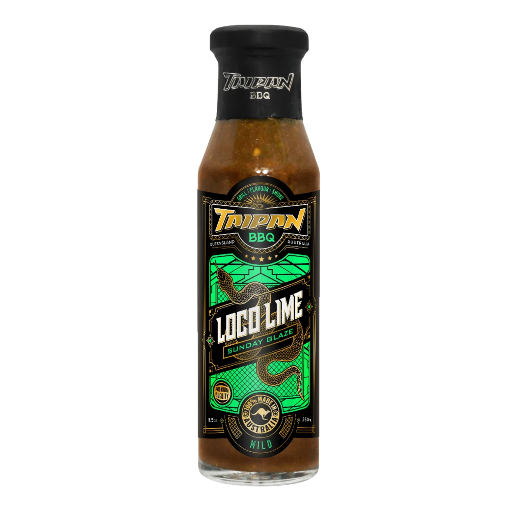 TAIPAN BBQ Loco Lime Sunday Glaze tangy lime BBQ glaze 250ml — front on transparent background