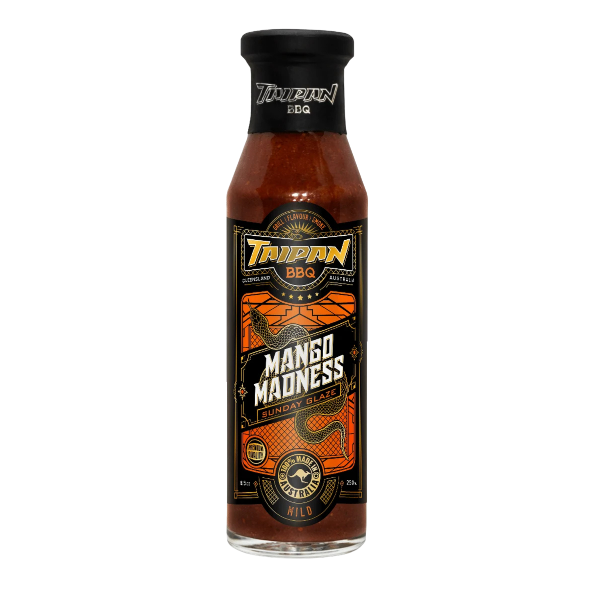 TAIPAN BBQ Mango Madness Sunday Glaze sweet mango BBQ glaze 250ml — front on transparent background