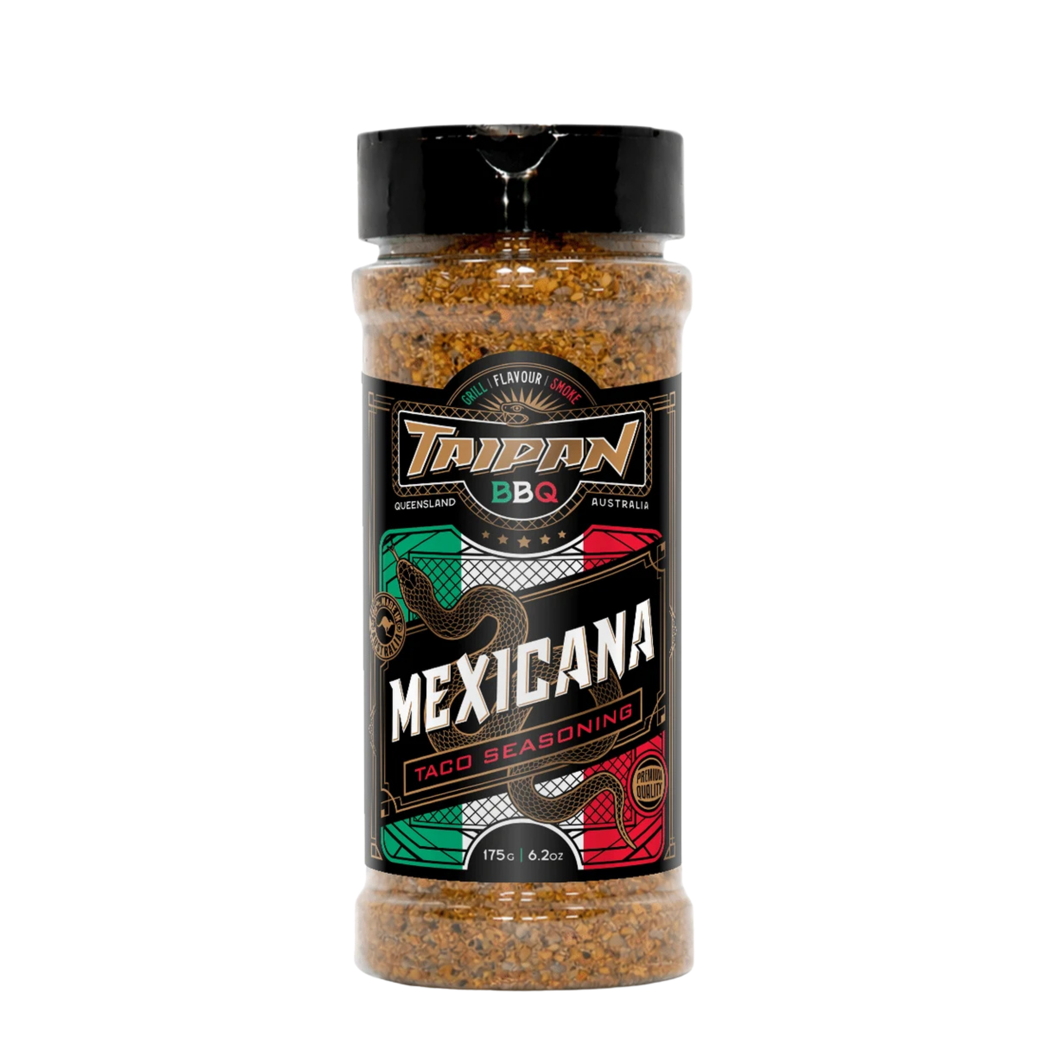 TAIPAN BBQ Mexicana taco seasoning 175g — front on transparent background