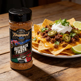 TAIPAN BBQ Outback Fiesta Oz-Mex seasoning 125g — beauty shot, loaded nachos with smoky seasoned beef mince