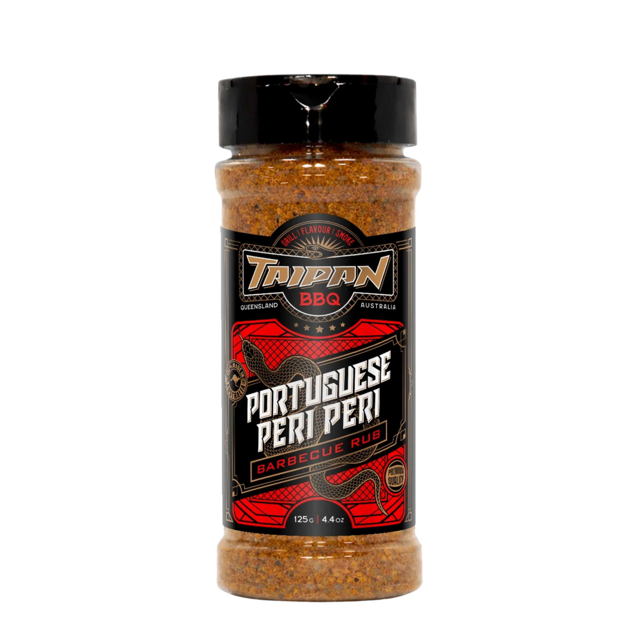 TAIPAN BBQ Portuguese Peri Peri chicken BBQ rub 125g — front on transparent background