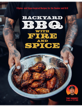 Backyard BBQ with Fire and Spice by Tony Ramirez hardback cookbook — front cover