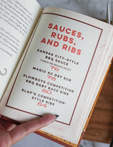 The Little Book of KC BBQ by Jonathan Bender hardback cookbook — Sauces, Rubs and Ribs recipe section opener
