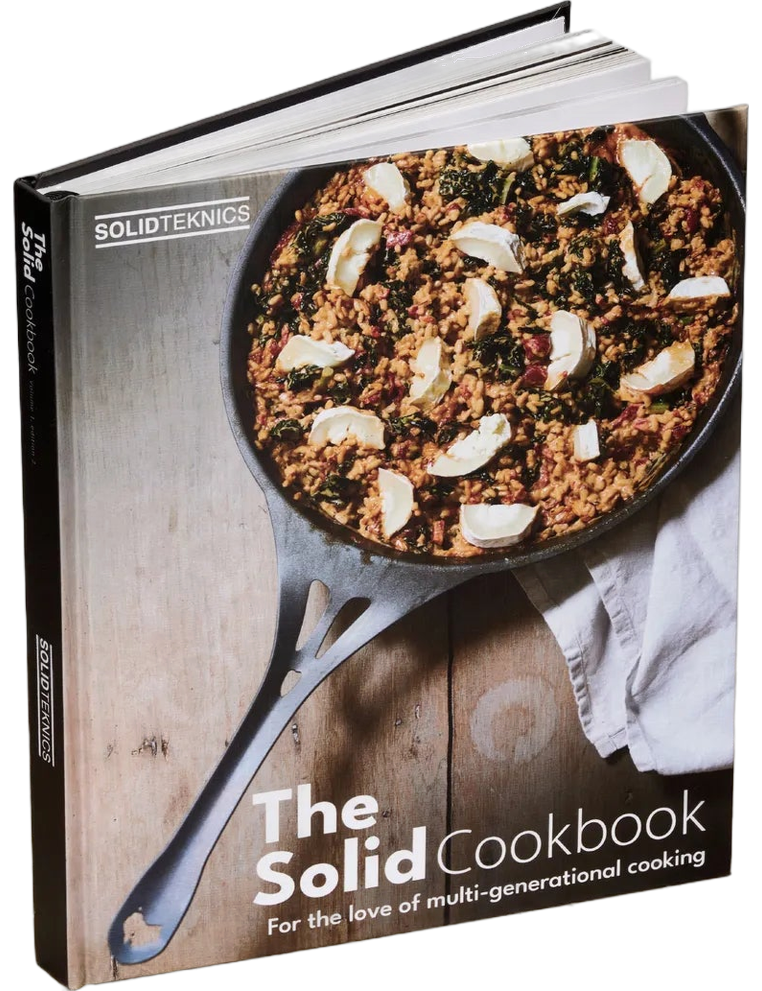 The Solid Cookbook Vol. 1 by Solidteknics hardback cookbook — front cover standing on stone