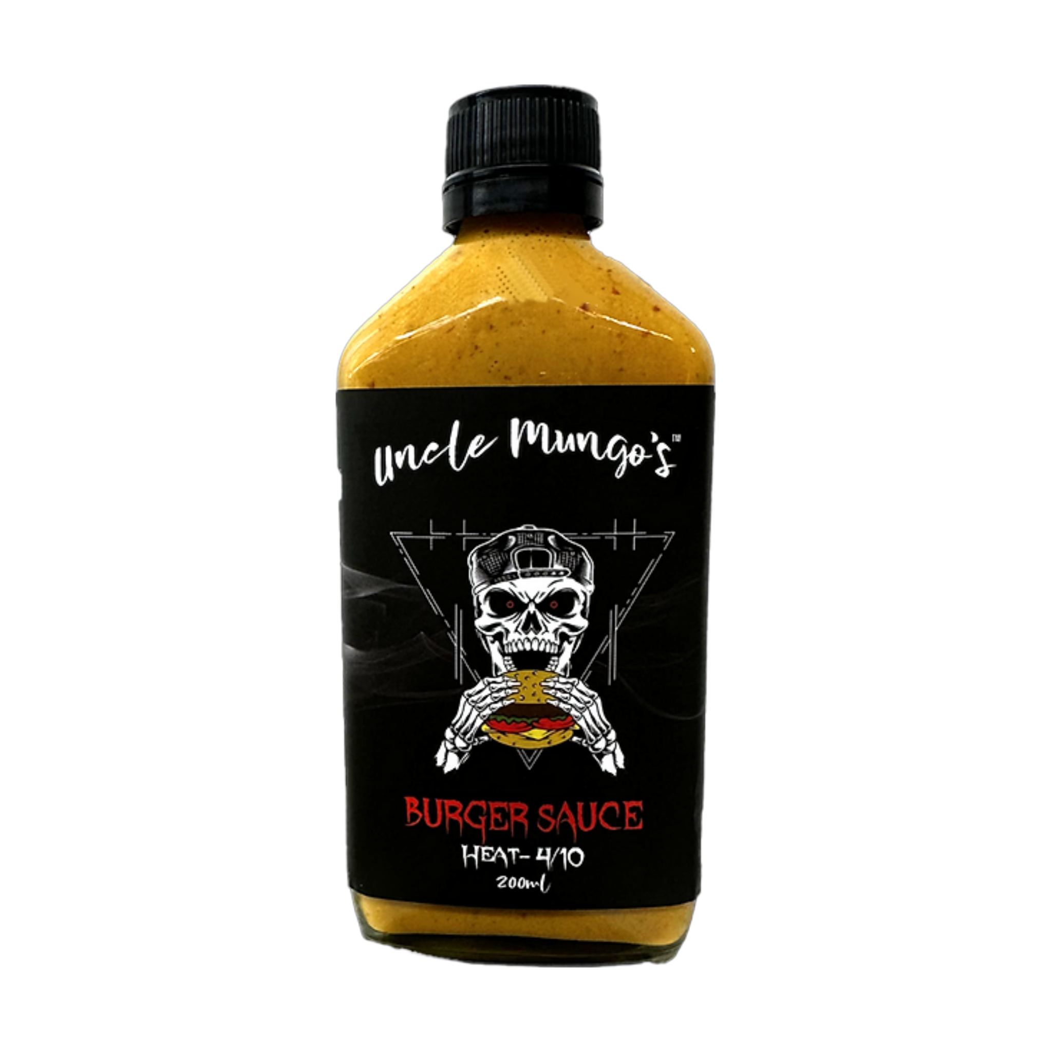 Uncle Mungo's Burger Sauce 200ml smoky burger sauce — front of bottle on transparent background