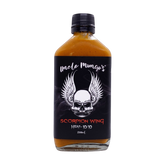 Uncle Mungo's Scorpion Wing 200ml scorpion pepper wing sauce — front of bottle on transparent background