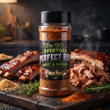Big GCs Sweet & Savoury rub styled with pork ribs and pulled pork