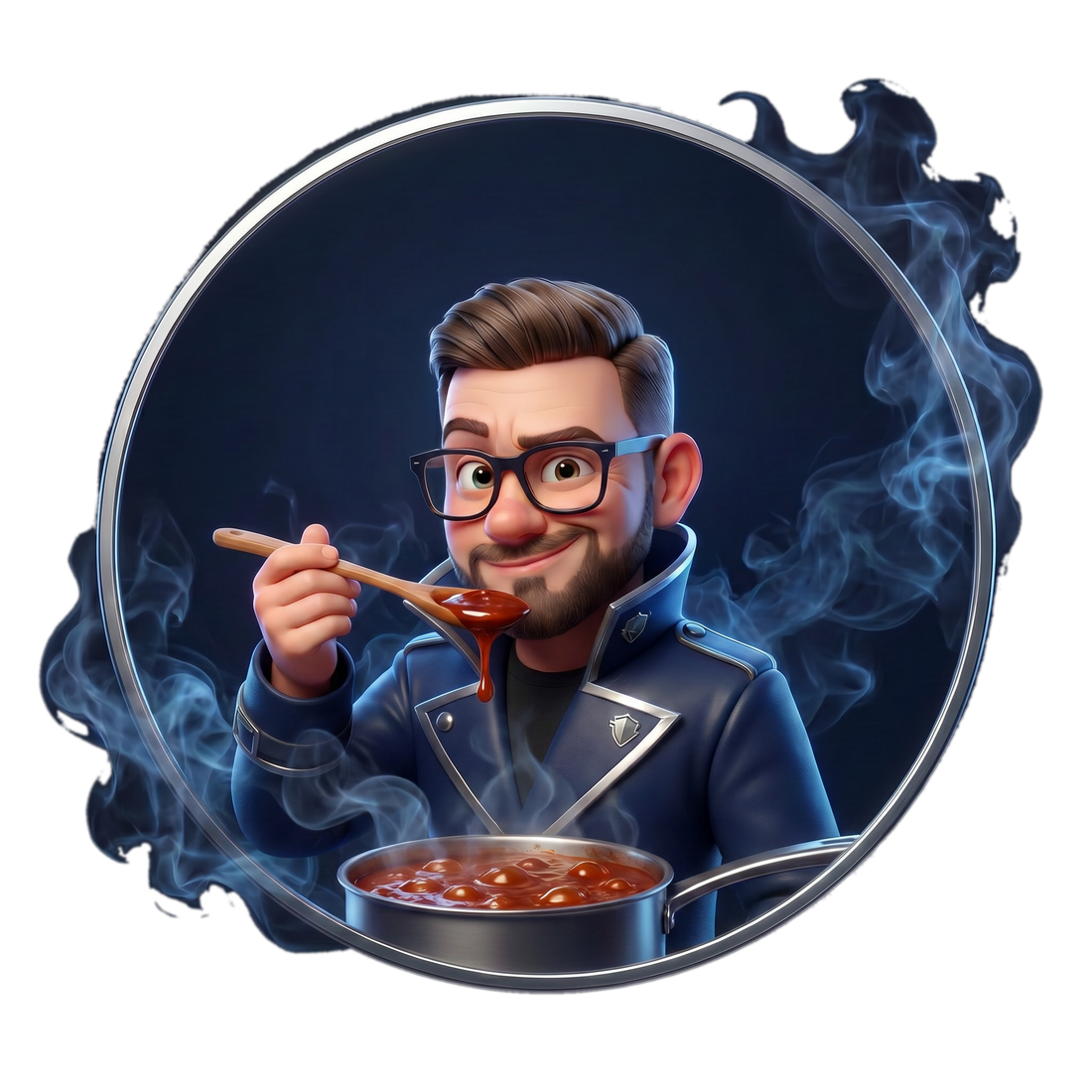 The Rub Smuggler medallion - 117 cheeky taste sauce pot - Blues Hog Sizzlin' Heat condiment of the week