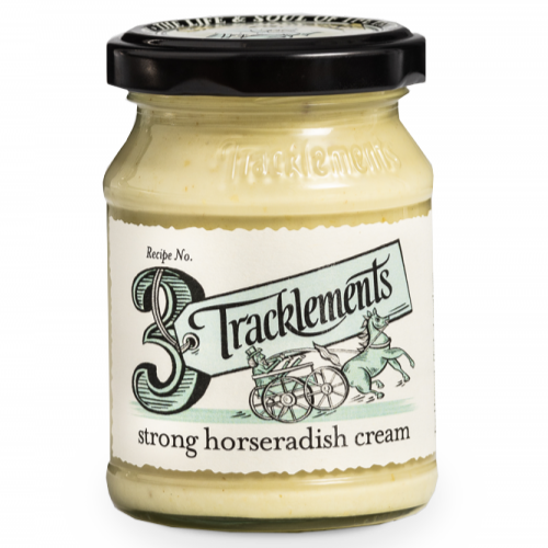 Tracklements Strong Horseradish Cream 140g jar, front label