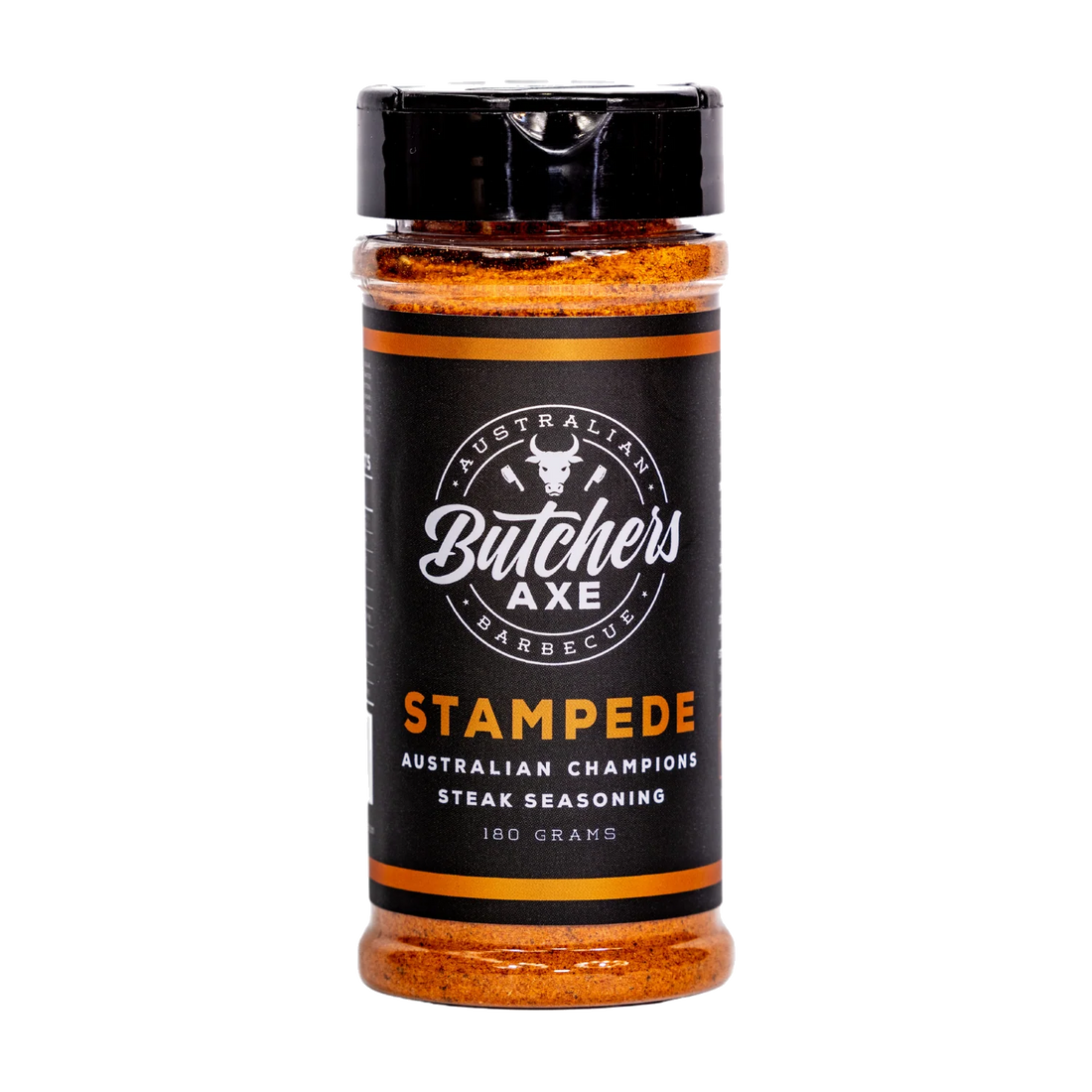 Butchers Axe Stampede Steak Seasoning, 180g shaker, an Australian-made sugar-free beef rub