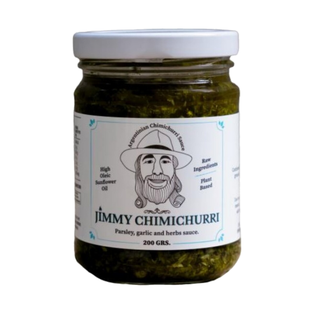 Jimmy Chimichurri Classic 200g jar, used to finish griddle-fried noodles