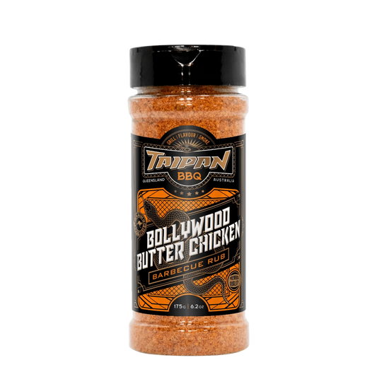 TAIPPAN BBQ Bollywood Butter Chicken spiced chicken BBQ rub 175g — front on transparent background