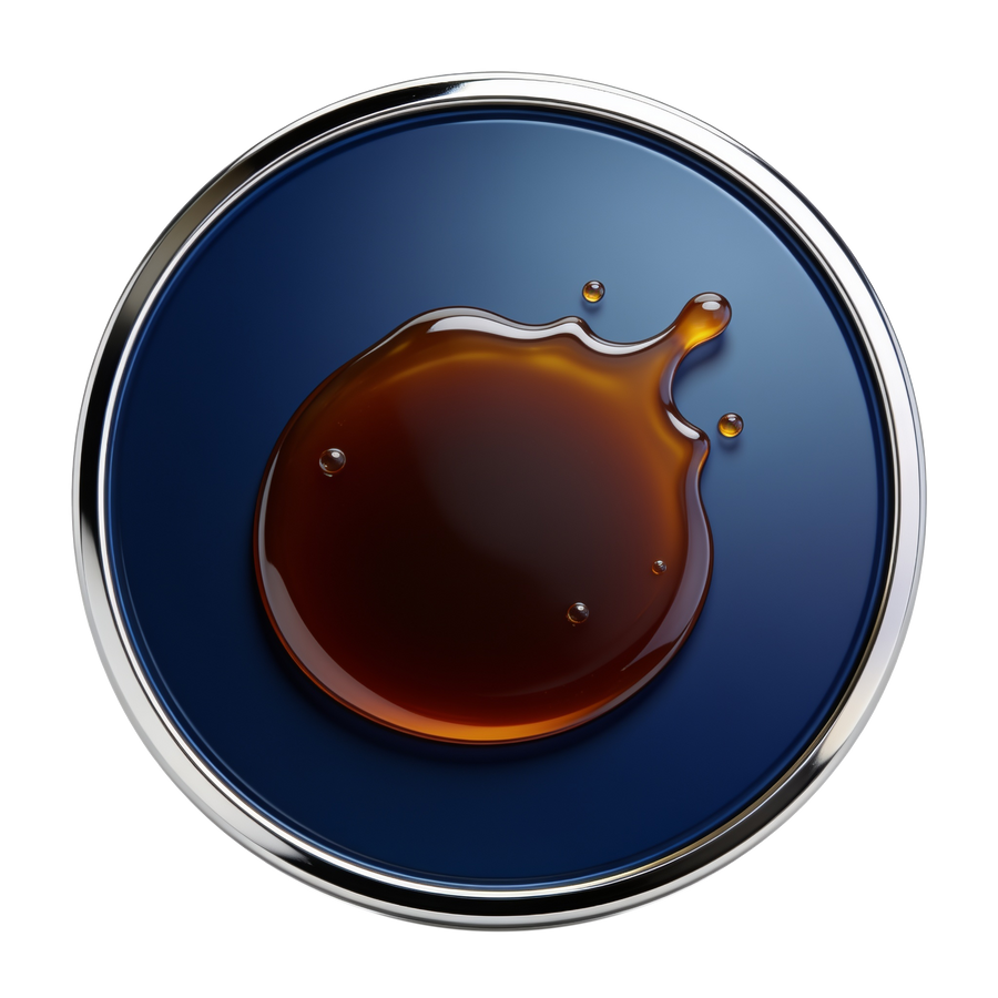 Cola category medallion — glossy cola-brown splash icon on navy chrome-rimmed disc