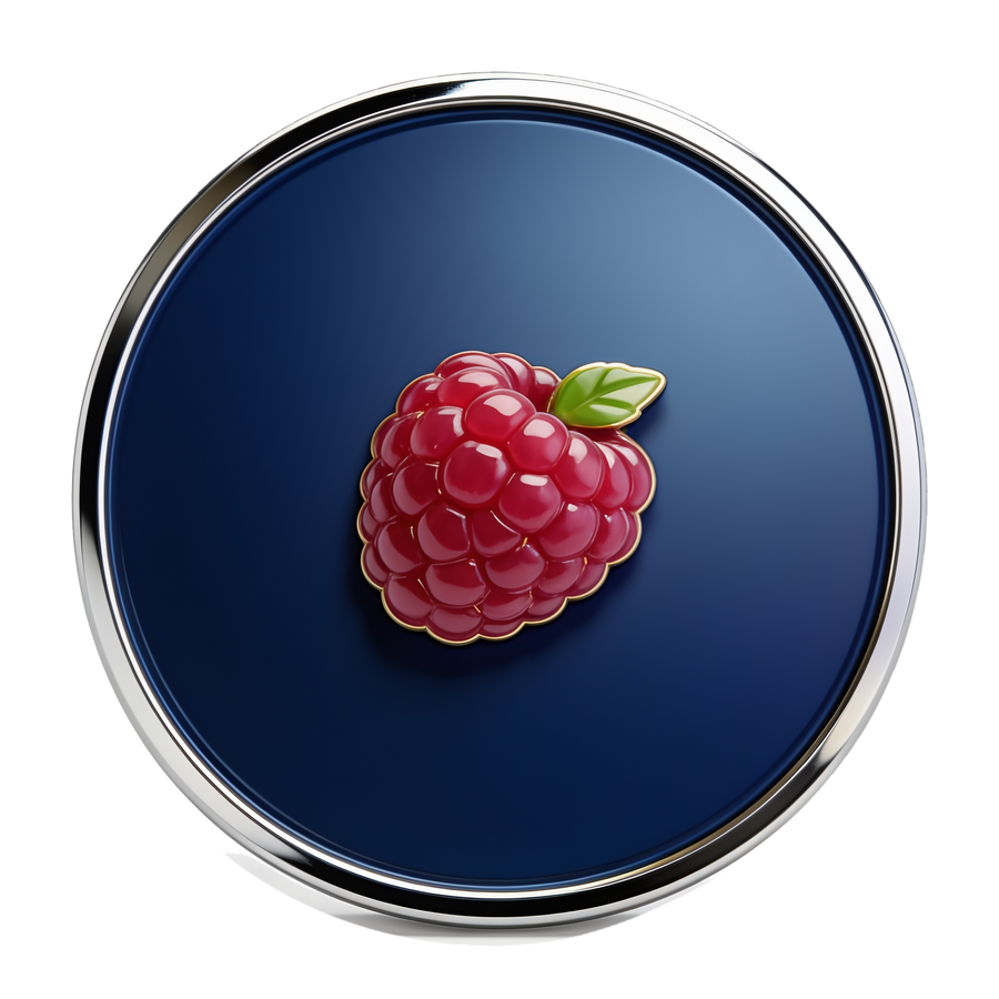 Raspberry flavour medallion badge