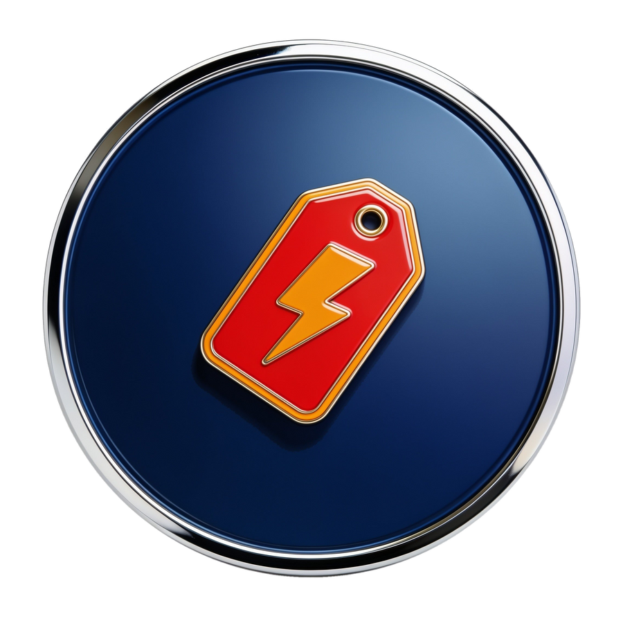 Hot Buys category medallion — red price tag and lightning bolt icon on a transparent chrome and navy medallion frame