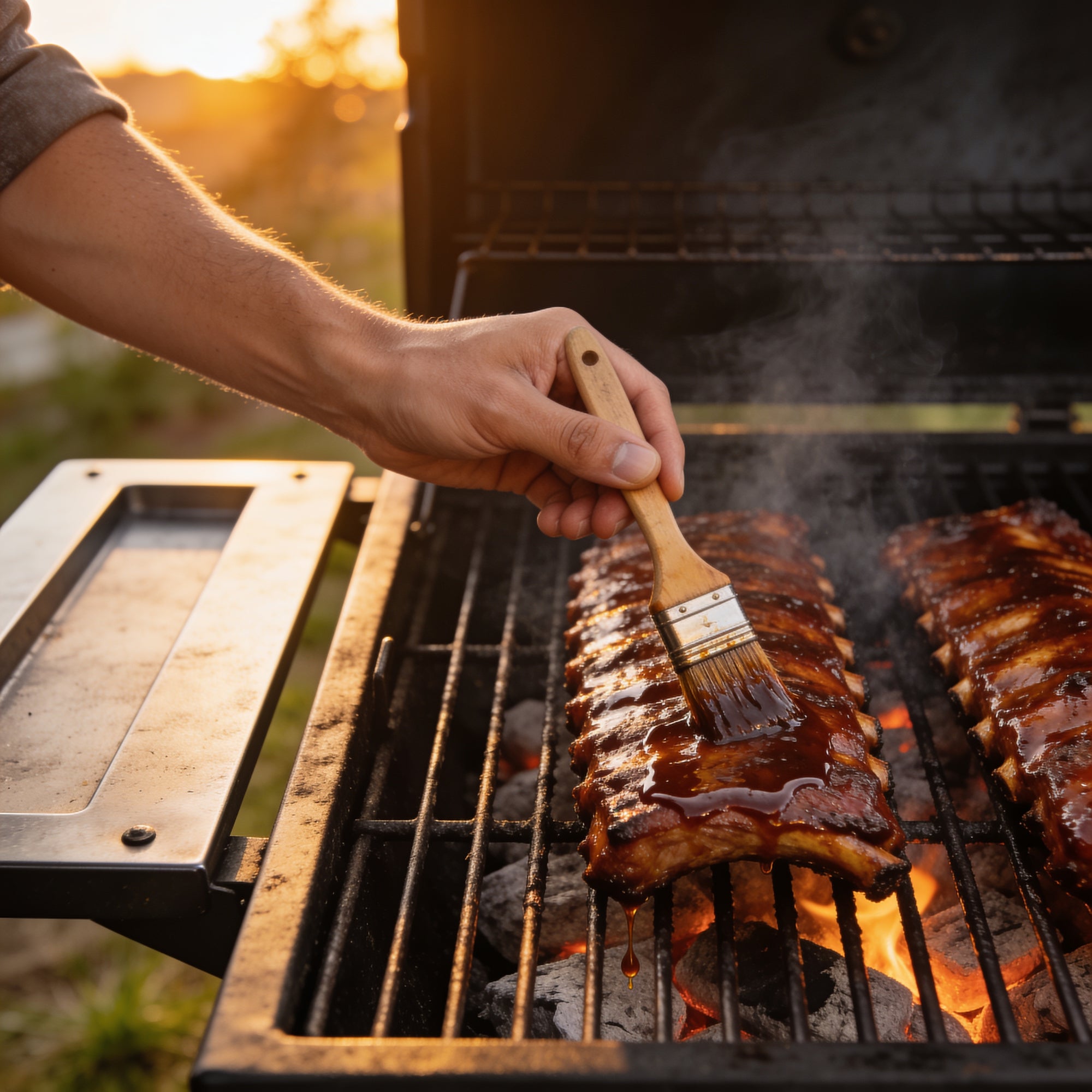 Hand basting BBQ ribs on the grill, BBQ Lab Mix & Match