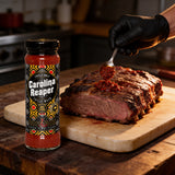 Cobra Chilli Carolina Reaper Chilli Mash Extreme 150ml Chilli Mash — chilli mash being worked into a raw beef brisket as a rub
