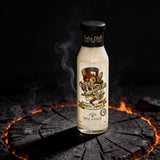 Cobra Chilli White Magic BBQ Sauce Medium 250ml BBQ Sauce — styled hero shot with dark gothic snake-and-fire brand styling