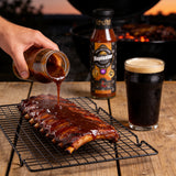 Cobra Chilli Hopinator Barbecue Sauce Hot 250ml BBQ Sauce — BBQ sauce glazed onto smoked ribs with a porter beer
