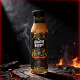 Cobra Chilli Blazing Burger Sauce Medium 250ml Condiment — styled hero shot with dark gothic snake-and-fire brand styling
