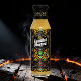 Cobra Chilli Hawaiian Mustard Sauce Mild 250ml Condiment — styled hero shot with dark gothic snake-and-fire brand styling