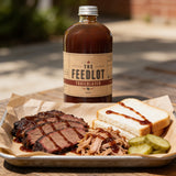 THE FEEDLOT Trailblazer Texas Style BBQ Sauce - sliced brisket and pulled pork plate