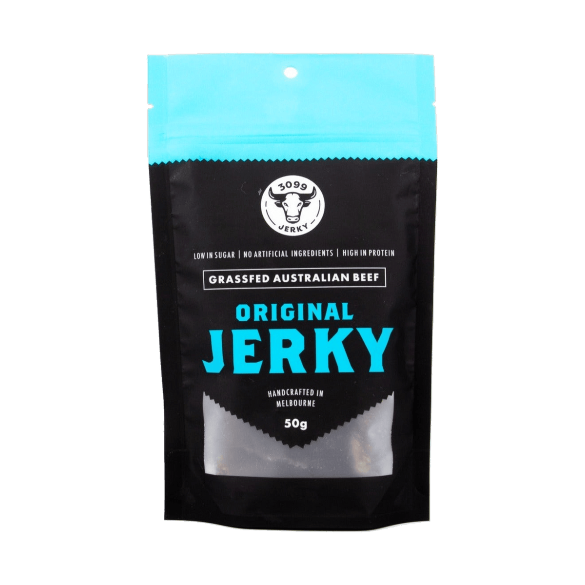 3099 Jerky Original Beef Jerky 50g beef jerky — front of the pack on a transparent background