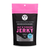 3099 Jerky Salt & Vinegar Beef Jerky 50g pack, front of pack on transparent background