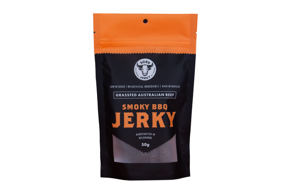 3099 Jerky Smoky BBQ Beef Jerky 50g pack - Australian grass-fed hickory smoked beef jerky