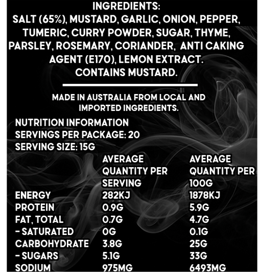 Uncle Mungos Lemon & Herb ingredients