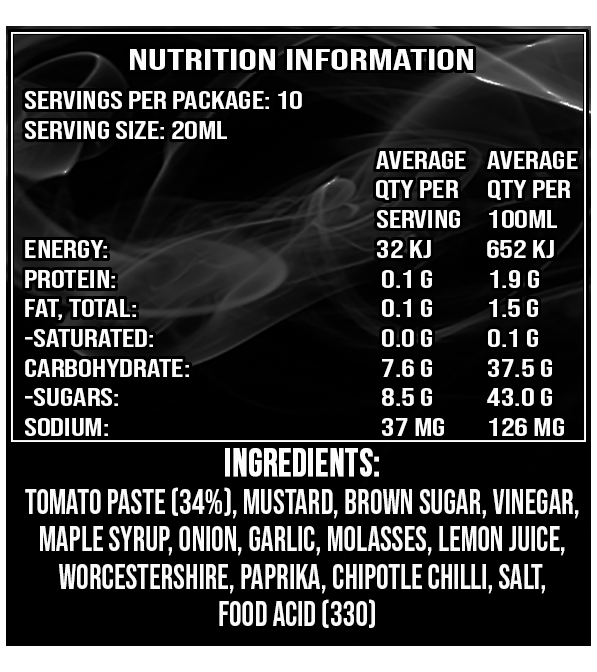 Uncle Mungos Chipotle BBQ ingredients