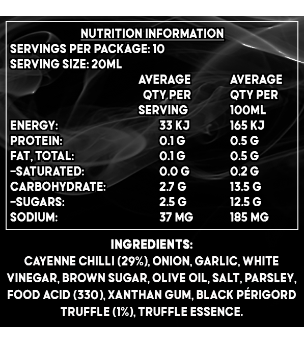 Uncle Mungos Smoked Truffle ingredients