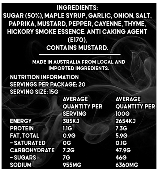 Uncle Mungos Smoked Maple Garlic ingredients