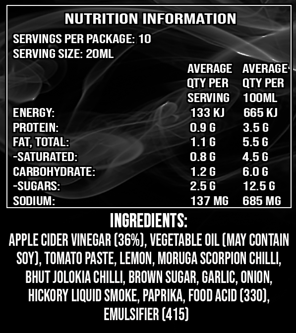 Uncle Mungos Scorpion Wing ingredients