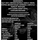 Uncle Mungos Chipotle & Espresso ingredients