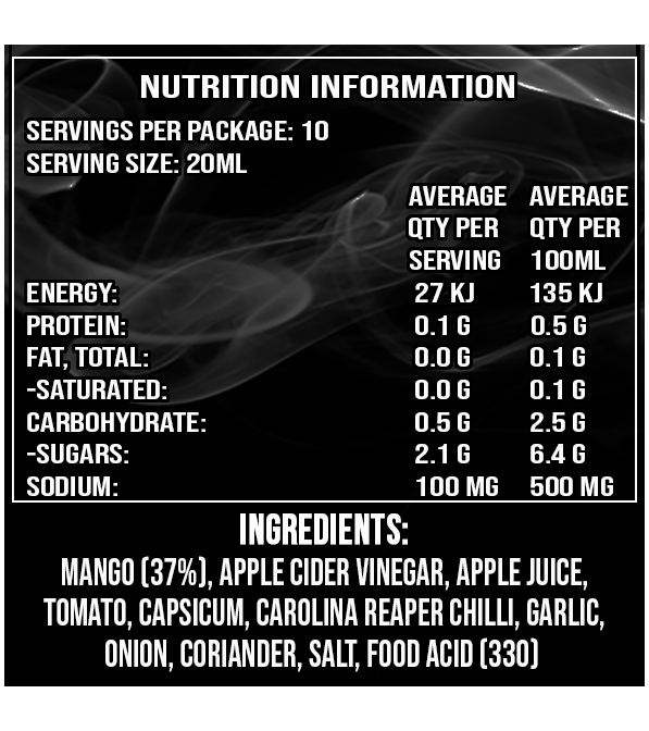 Uncle Mungos Mango Carolina Reaper ingredients